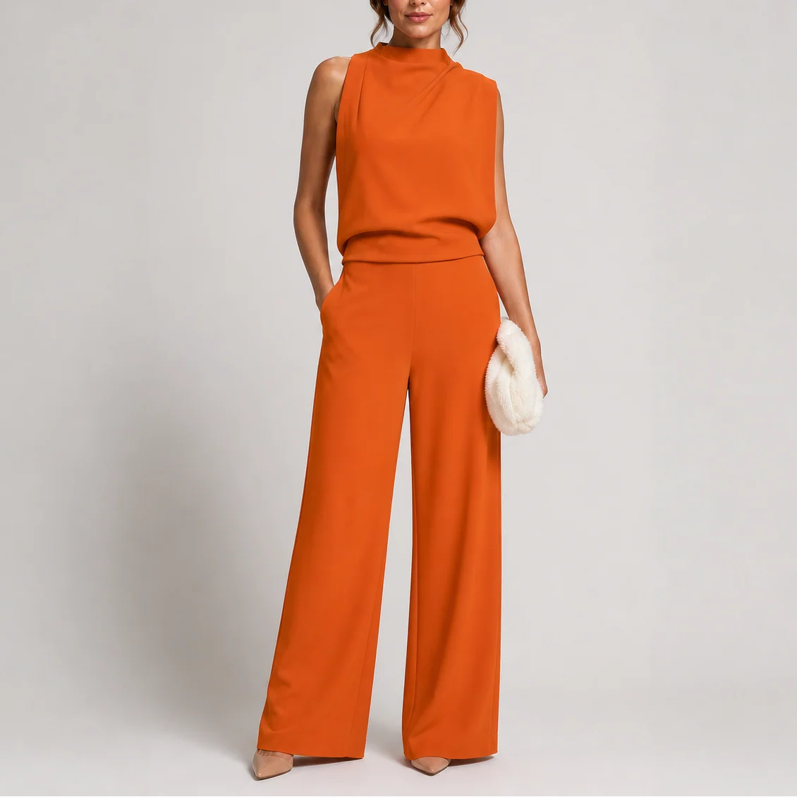 Women��s Sleeveless Jumpsuit Wide-Leg Silhouette