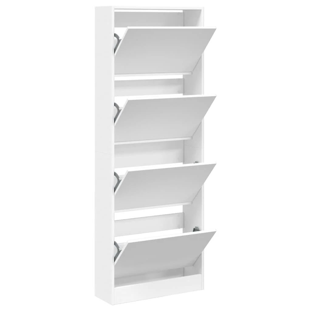Scarpiera Bianca 60x21x163,5 cm in Legno Multistrato