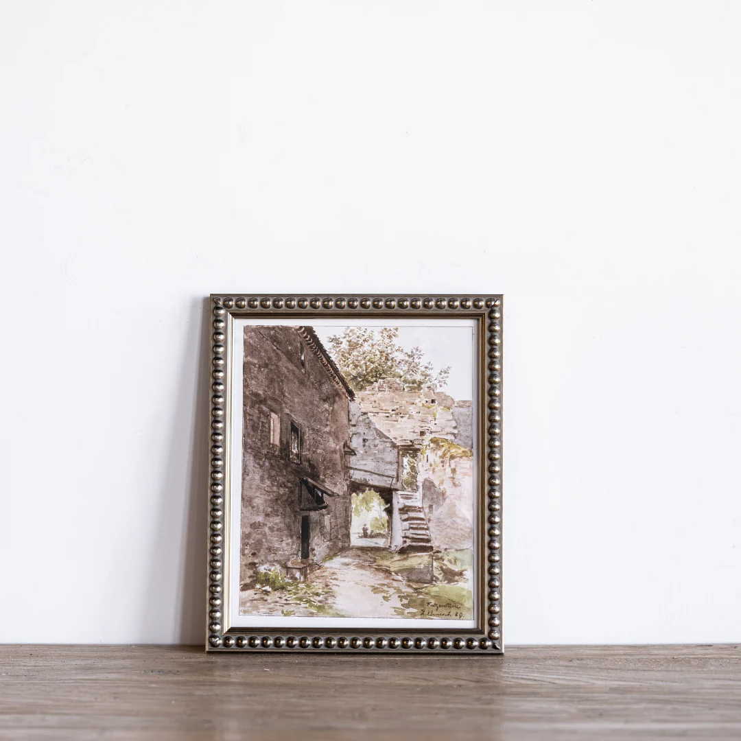 Vintage Watercolor European Walk Framed Art
