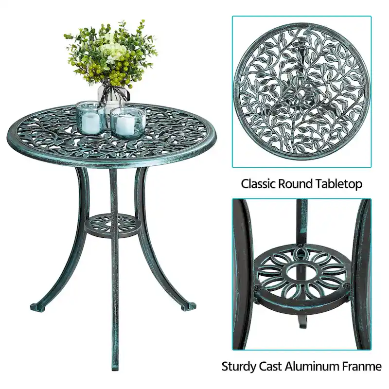 Yaheetech 3-Piece Aluminum Patio Bistro Table Set Antique Chair Sets