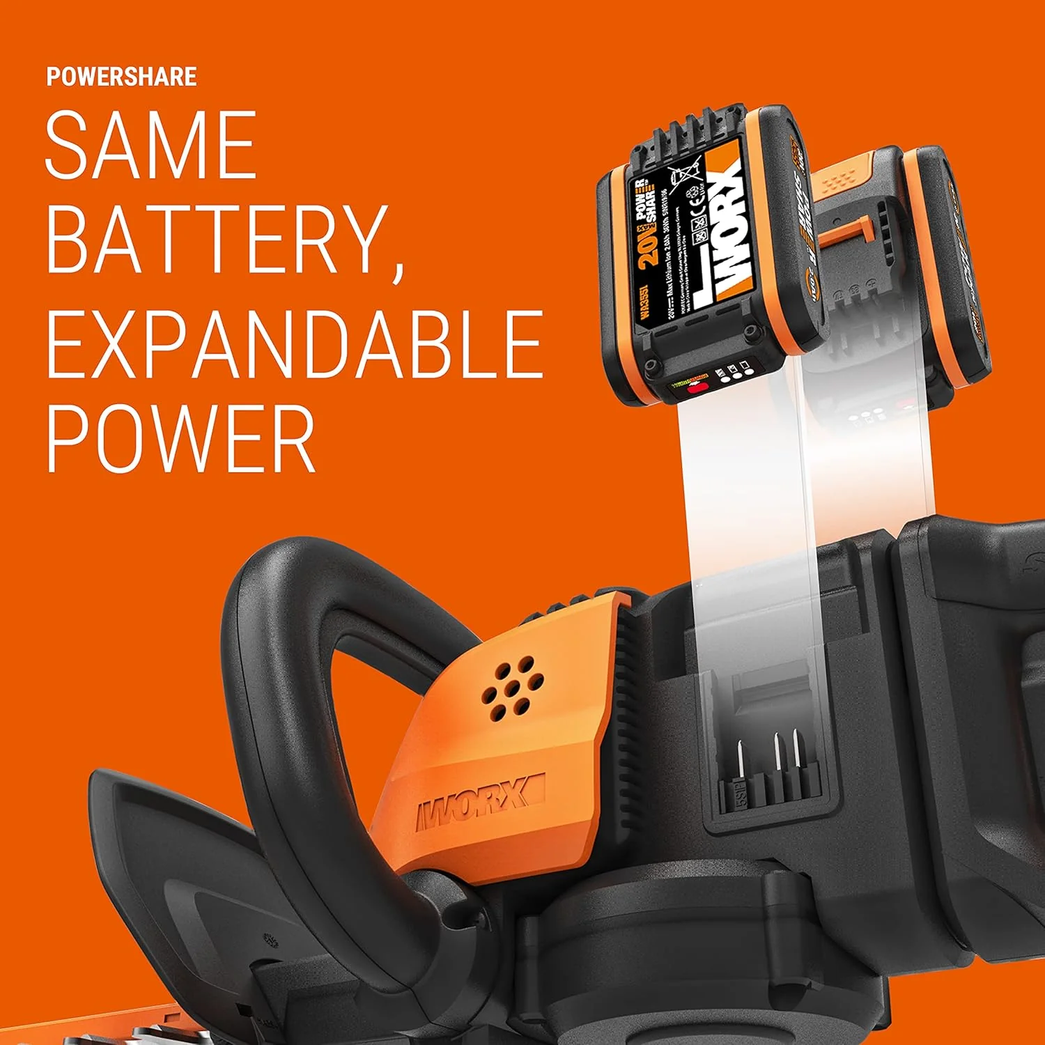 WORX WG286E.9 Nitro Tagliasiepi a batteria professionale 40V – taglio preciso anche ad angoli difficili – potente motore brushless – lunghezza di taglio 58cm – distanza tra i denti 27mm – senza batteria e caricabatterie