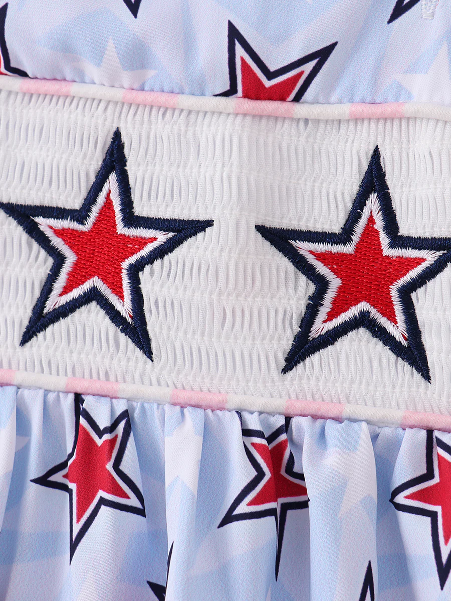 4TH OF JULY Star Ruffle Girl Smocked Dress