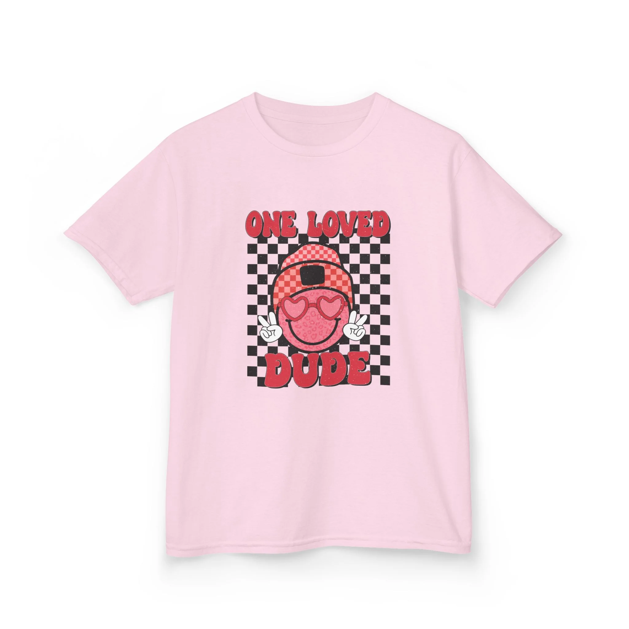 One Loved Dude Kids Tee | Retro Smiley Checkerboard
