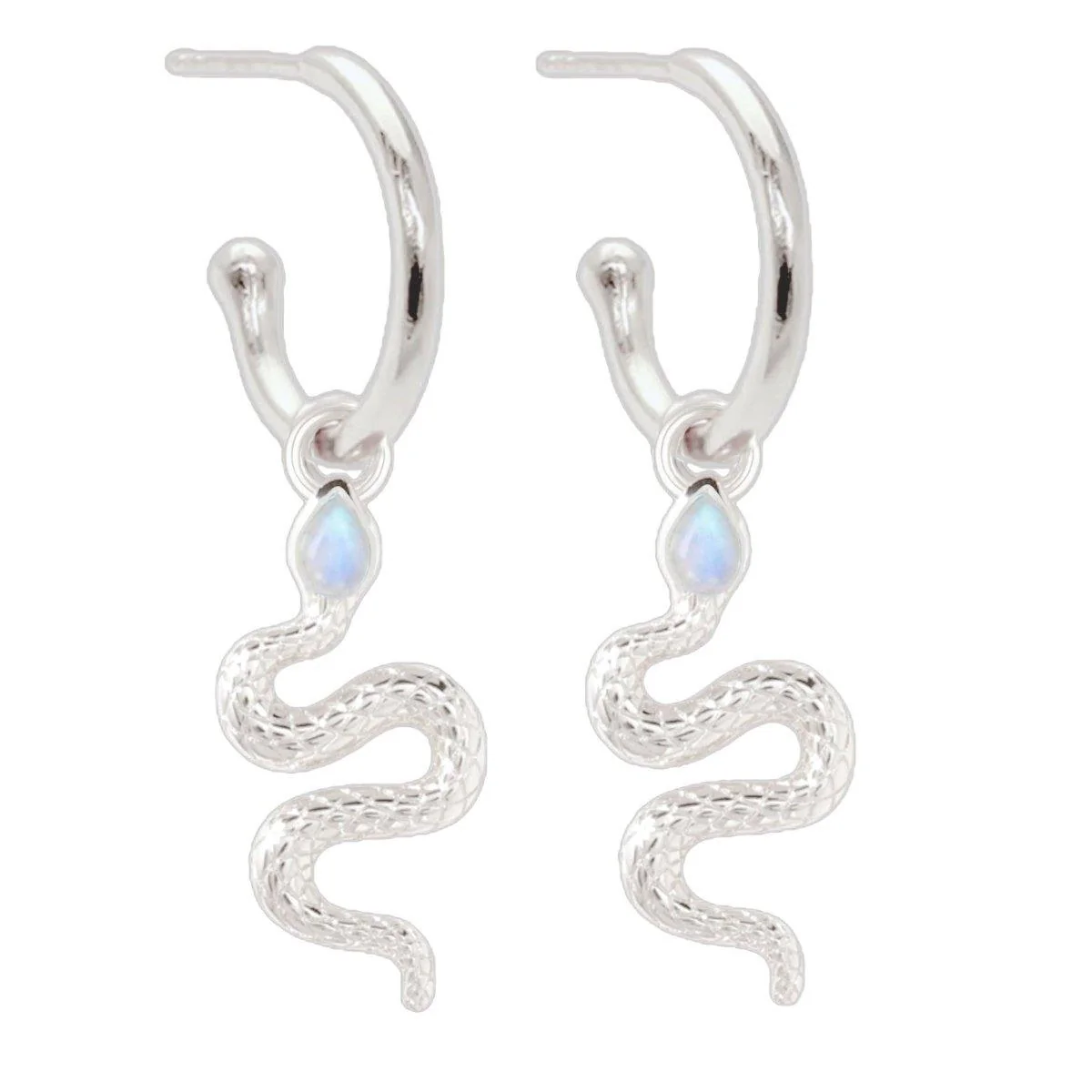 Laihas New Beginnings Moonstone Snake Hoop Earrings.