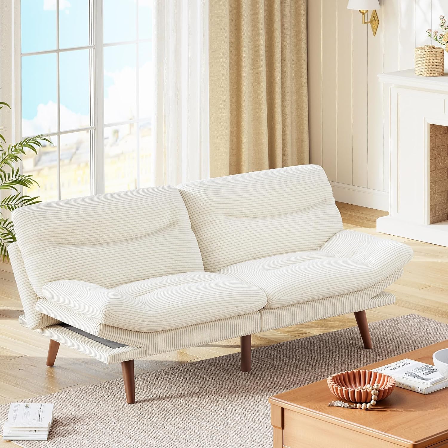Futon Sofa Bed Futon Sofa with Adjustable Back and Armrests Converts to Small Sleeper Sofa Bed