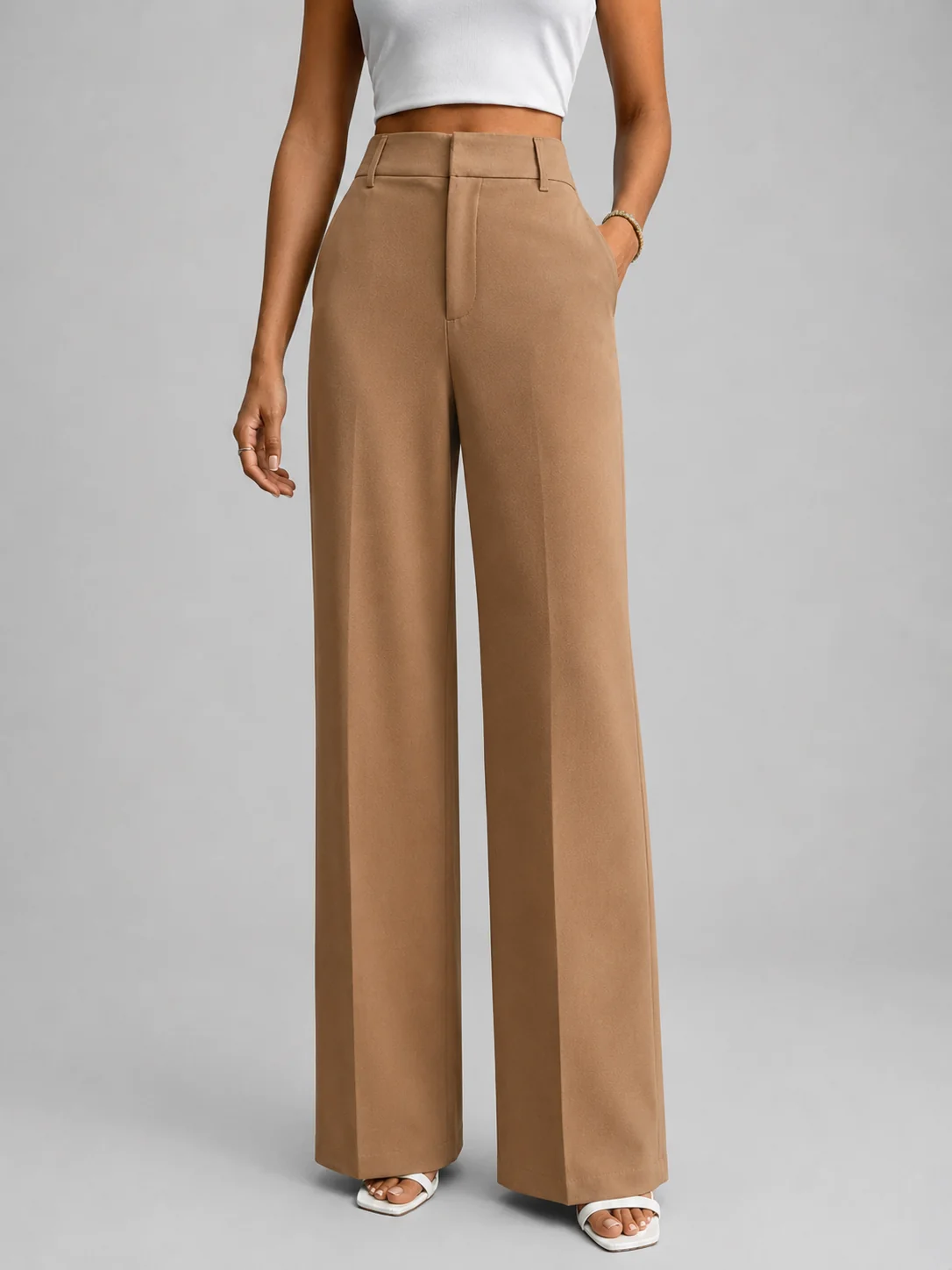 Women��s High Waisted Wide Leg Trousers Tailored Everyday Elegance
