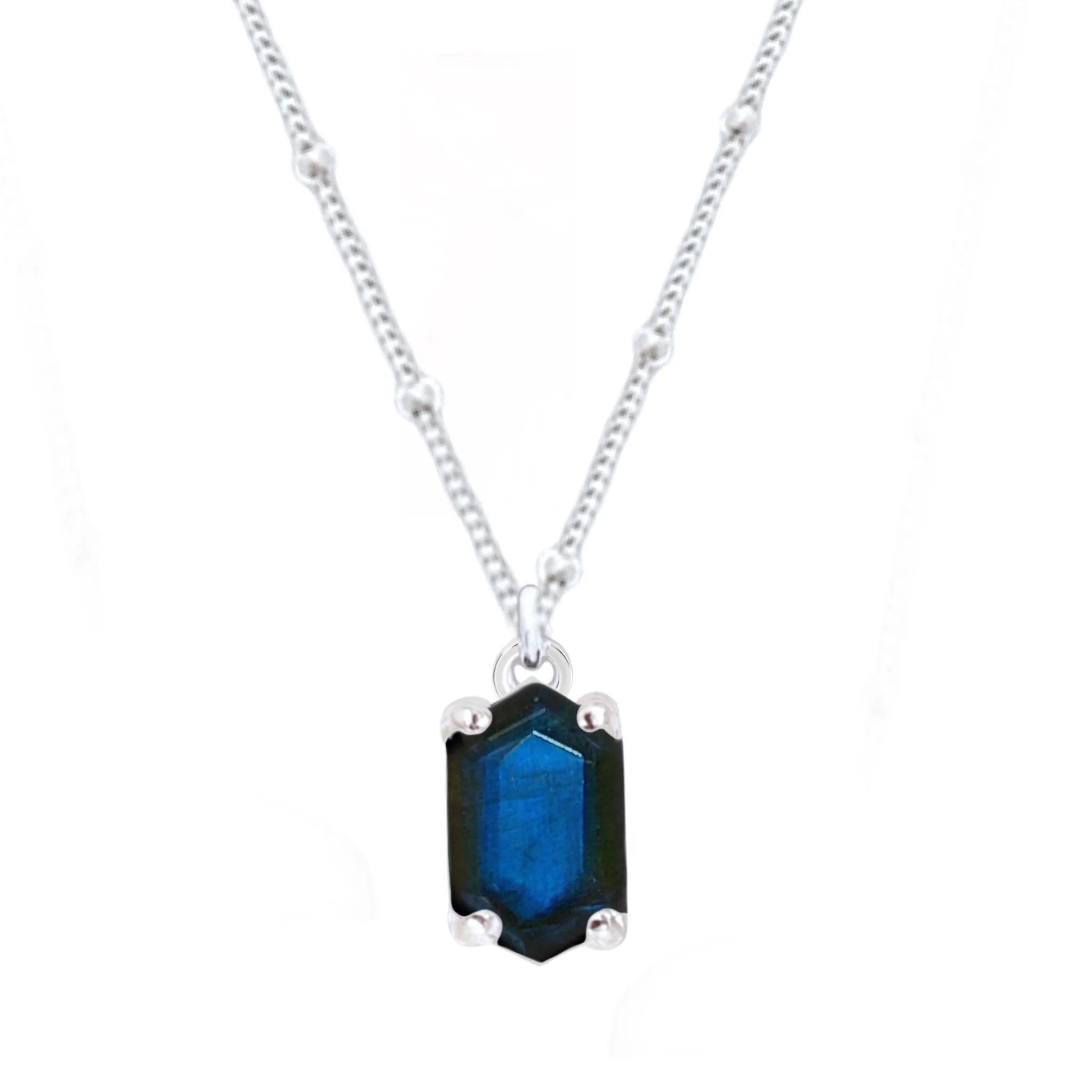Laihas Mini Hex Crystal Labradorite Necklace