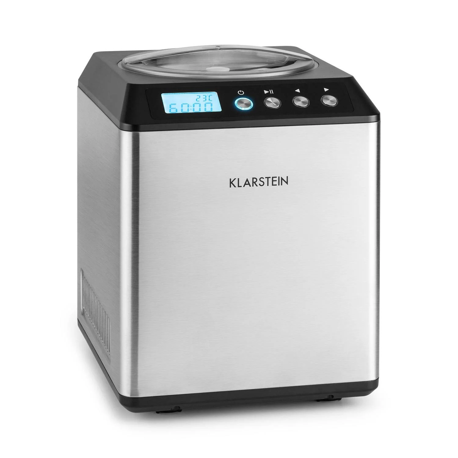 2025 Máquina para Hacer Helado Klarstein Vanilla Sky – 2L, Compresor de 180 W, Acero Inoxidable, Función de Mantener Frío, Temporizador, Pantalla LED – Color Plata