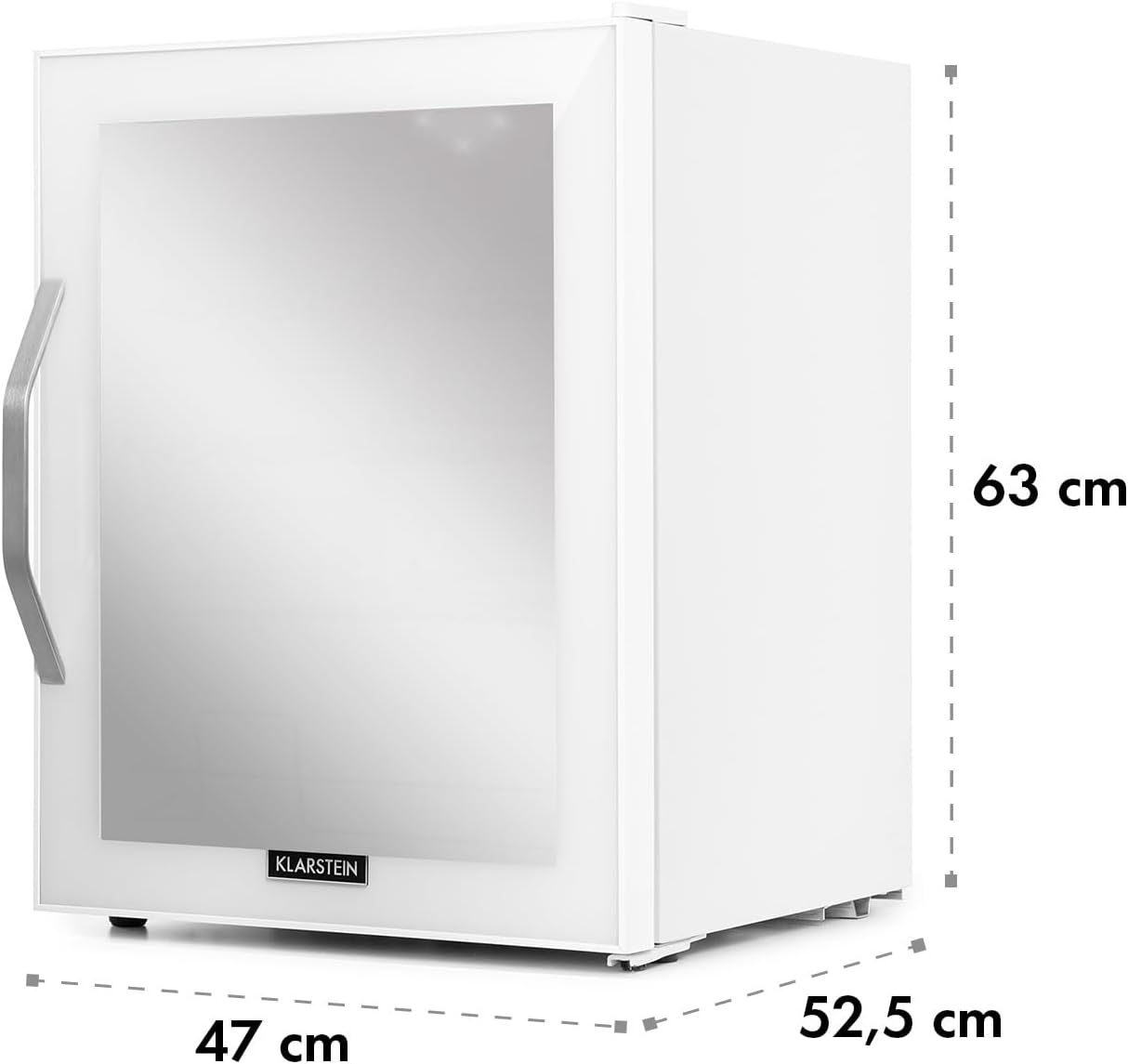 Klarstein Mini Koelkast met Glazen Deur voor Kamer, Drankenkoelkast met Verstelbare Planken, Klein 80 Liter, Indoor/Outdoor Koelkast Stil