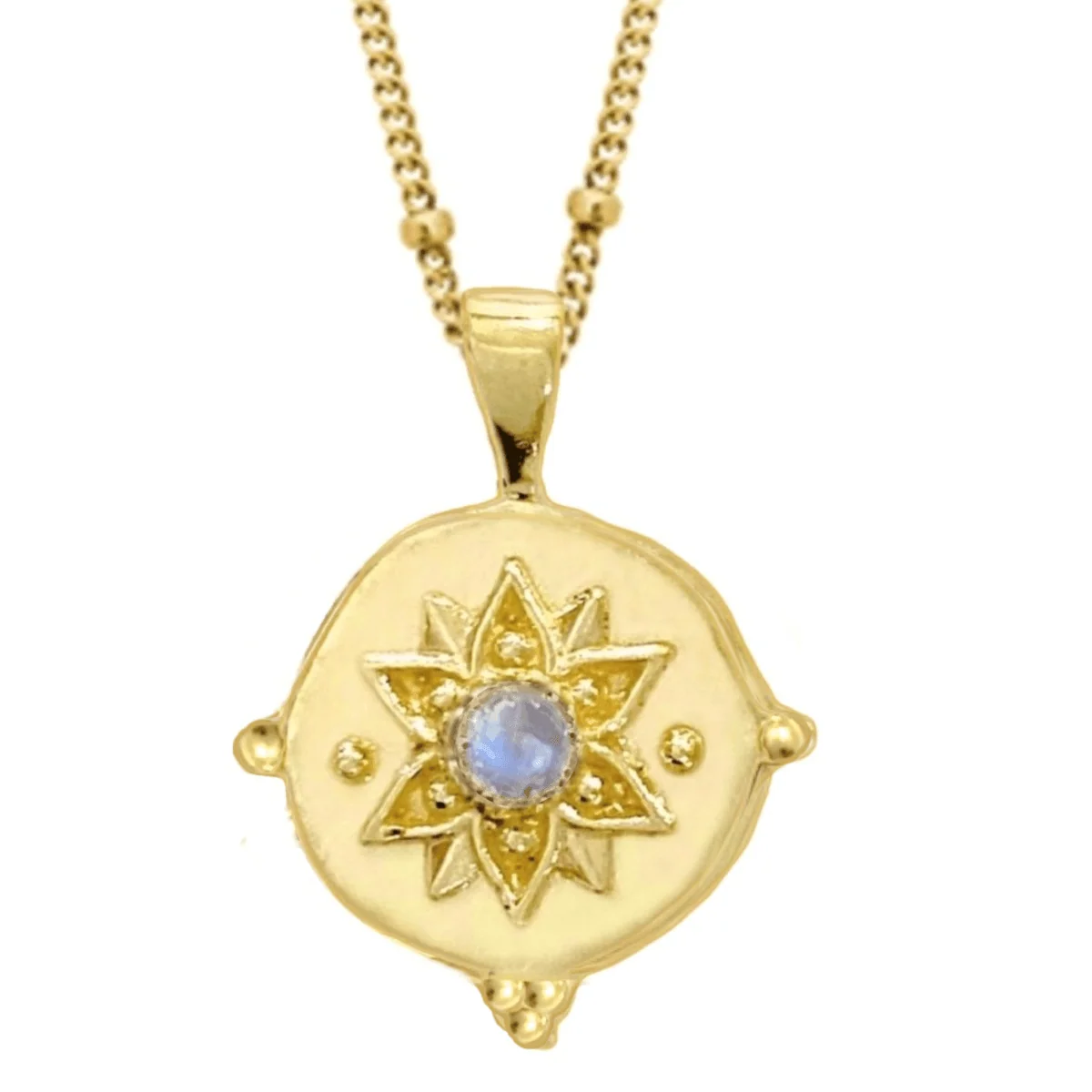 Intricate Vera May Gold Boho Necklace- Gold Moonstone Necklace