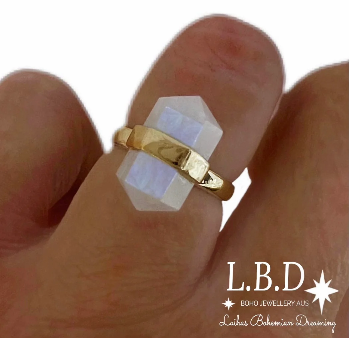 Laihas Gold Crystal Kindness Moonstone Ring