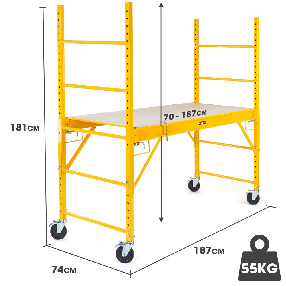 Baumr-AG állítható, mobil állvány, 450 kg teherbírással, csapóajtós nyílással