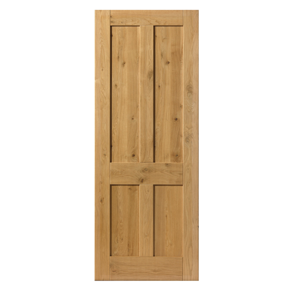 J B Kind Rustic Oak 4 Panel Internal Door