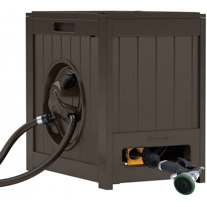 Suncast 125�� Aquawinder Auto Rewind Water Powered Yard Hose Reel, Java (2 Pack)