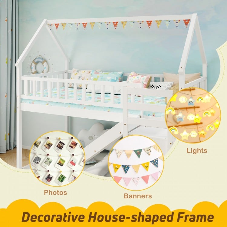 Twin Over Twin Bunk Bed with Slide and Staircase