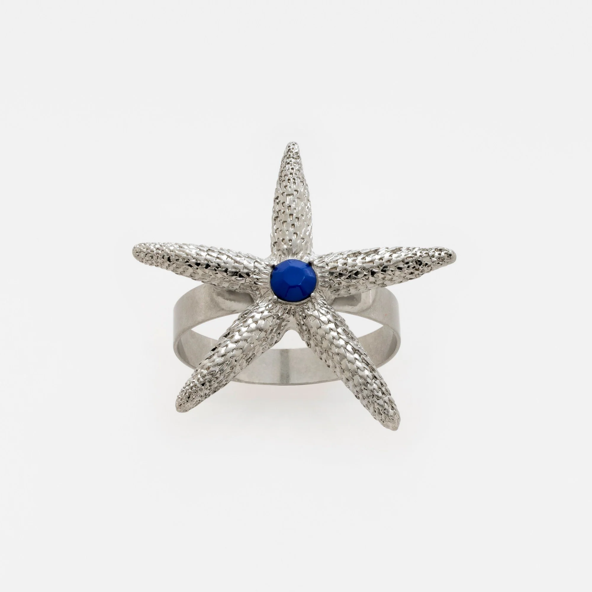 Starfish Skinny Napkin Rings, Silver, Set of 4