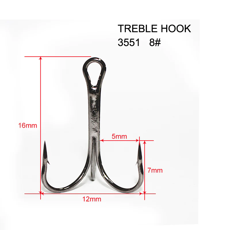 60 x Quality Chemically Sharpened Treble Hook Size 8# Fishing Tackle