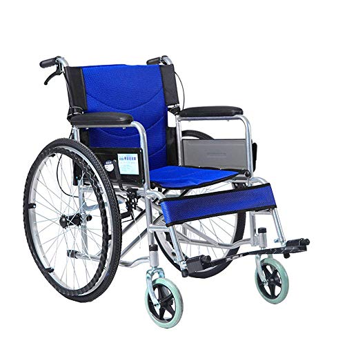 GX Wheelchair Sedia a Rotelle   Carrozzina Pieghevole per Anziani Carriola Portatile Multifunzione per Disabili, Blu : Amazon.it: Salute e cura della persona