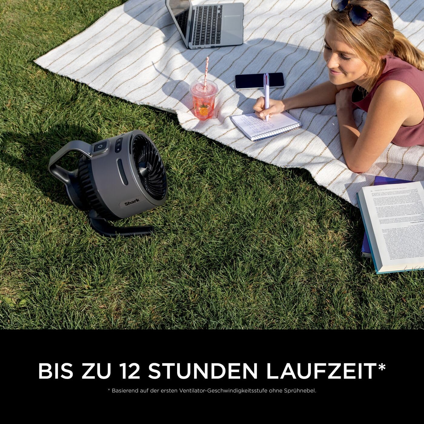 Shark FlexBreeze Ventilator Leise, Hybrid Ventilator Kabelgebunden & Kabellos, Tragbar, für Innen- und Außenbereich, UV- & Wasserbeständig, Ultraleistungsstark, Ultraleise, Weiß FA220EU