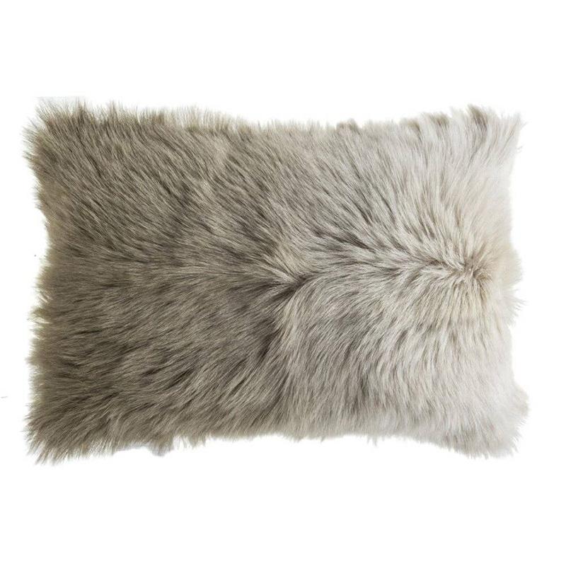 Lhasa Fur Lumbar Pillow, Beige