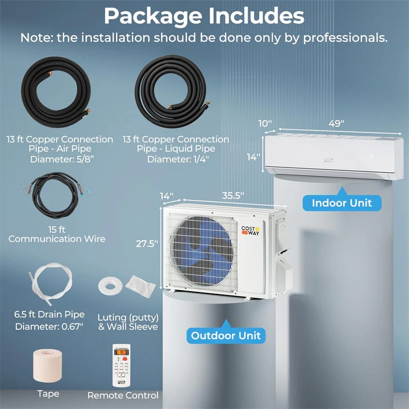 24000 BTU 25 SEER2 WiFi Ductless Mini Split Air Conditioner & Heater, Energy Star Certified 2 Ton 208-230V Inverter Heat Pump for 1500 Sq.Ft Rooms