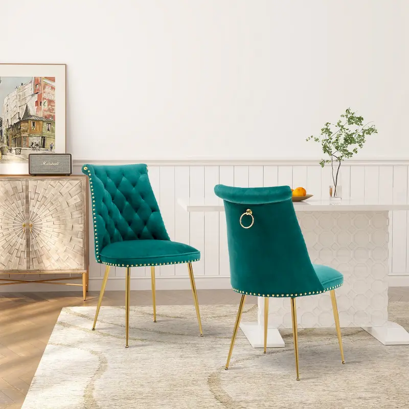 Clihome Modern Velvet Upholstered Featured Dining Chairs (Set of 2)
