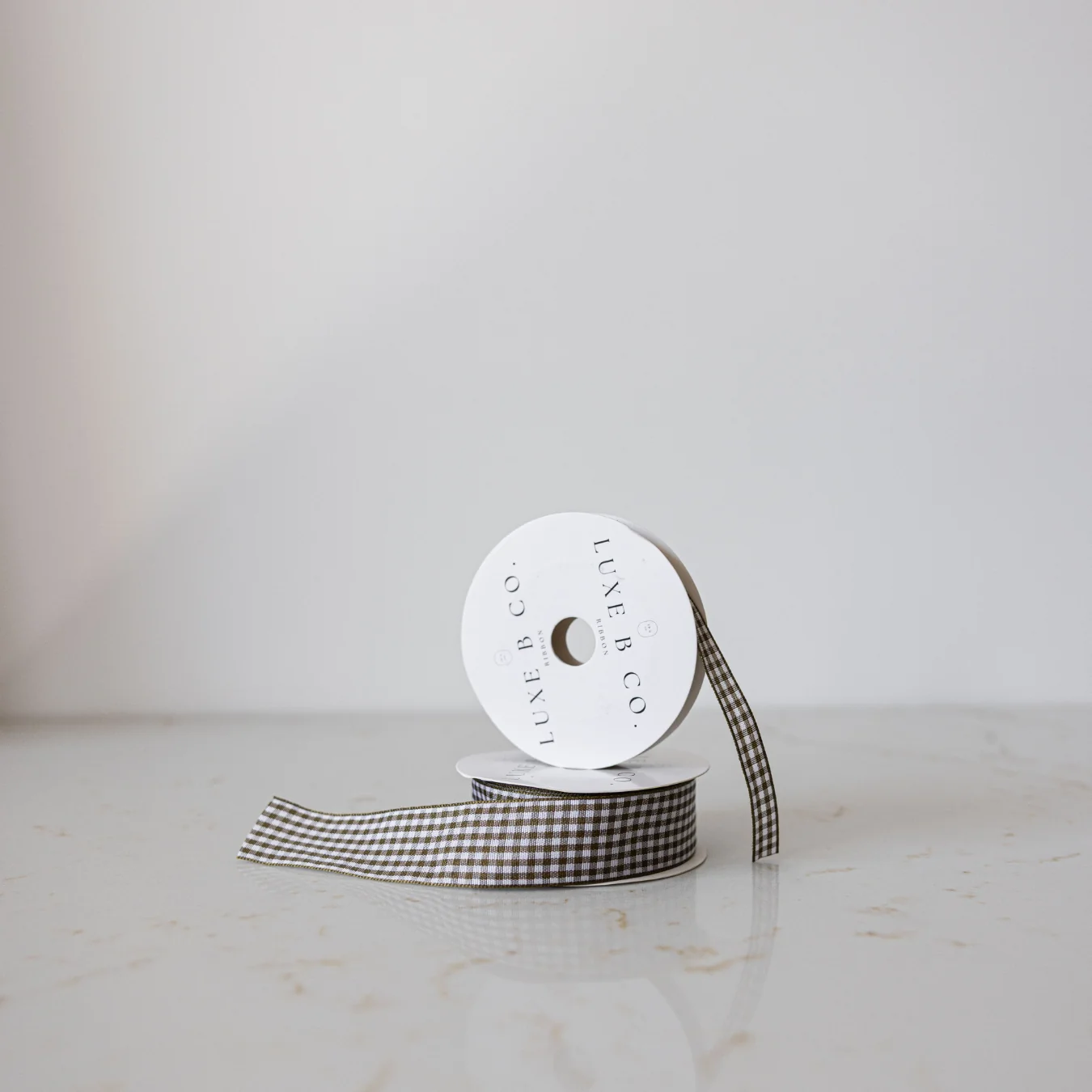 Gingham Olive Ribbon