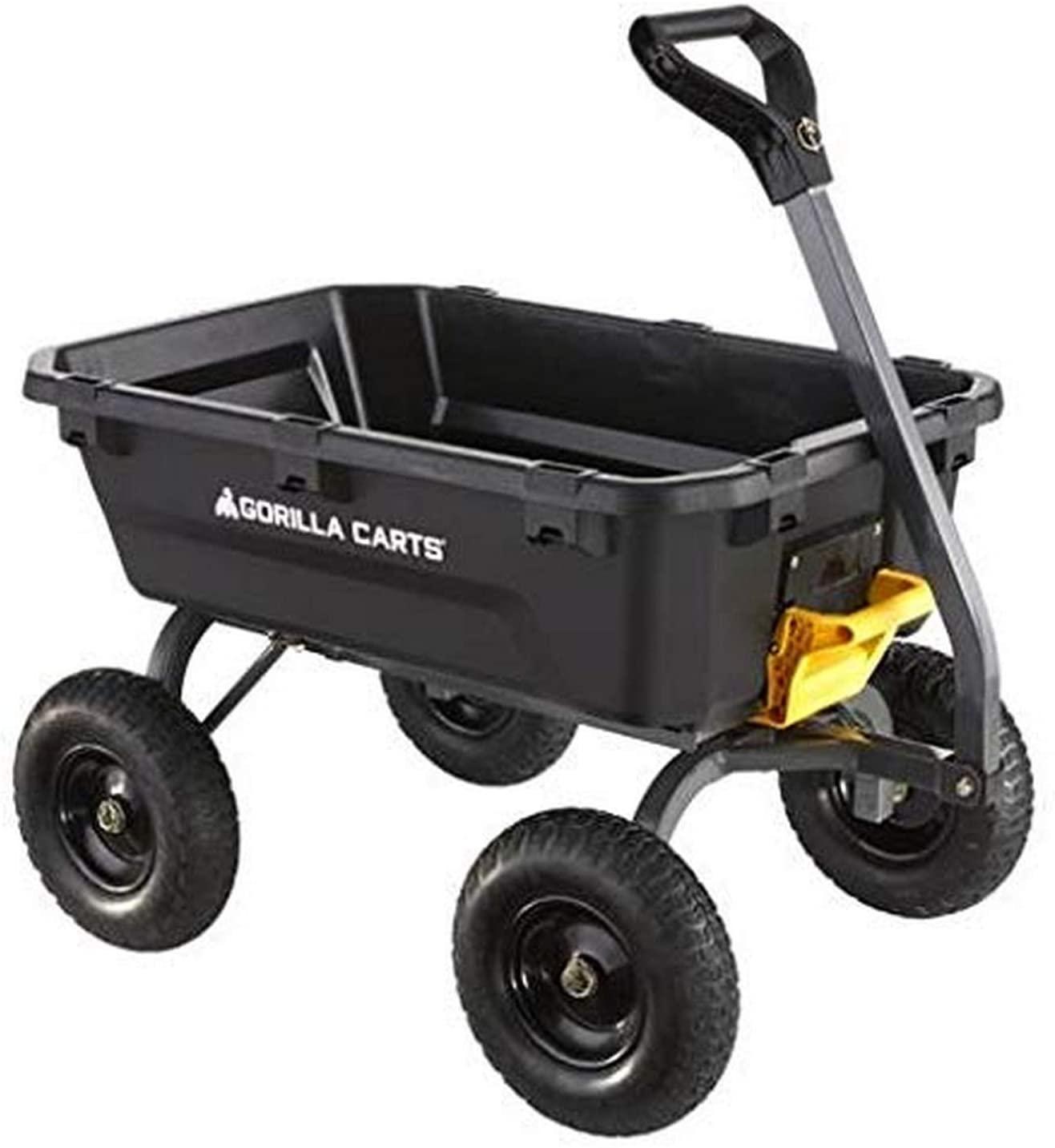 Gorilla Carts 7GCG-NF 7 Cu. Ft. Heavy-Duty Poly Garden Dump Cart with No-Flat Tires Black ( Exclusive)