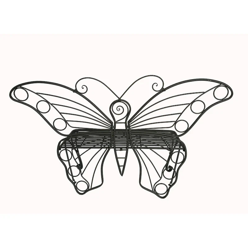 Antique Black Metal Butterfly Bench