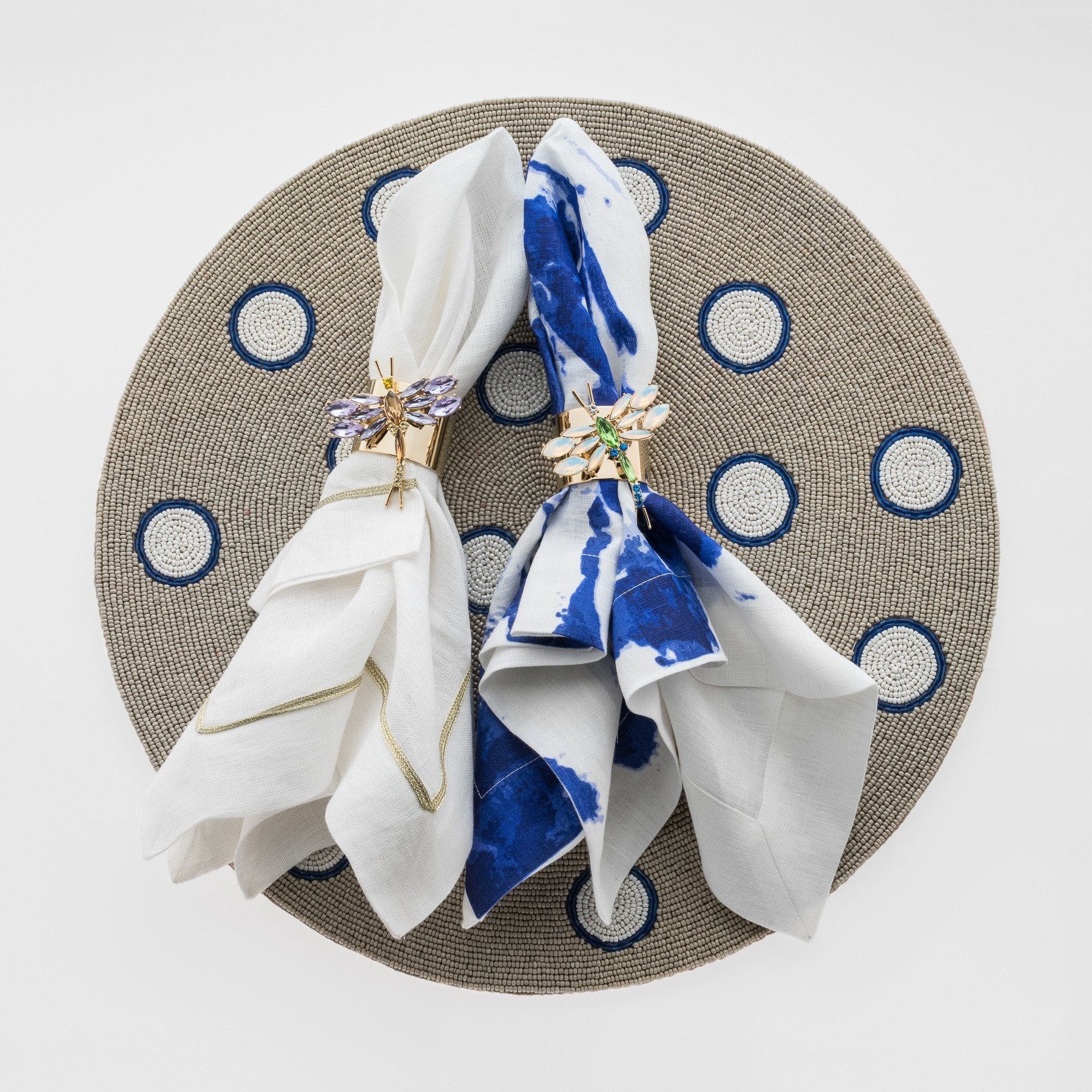 Dragonfly Napkin Rings, Opal, Set of 2