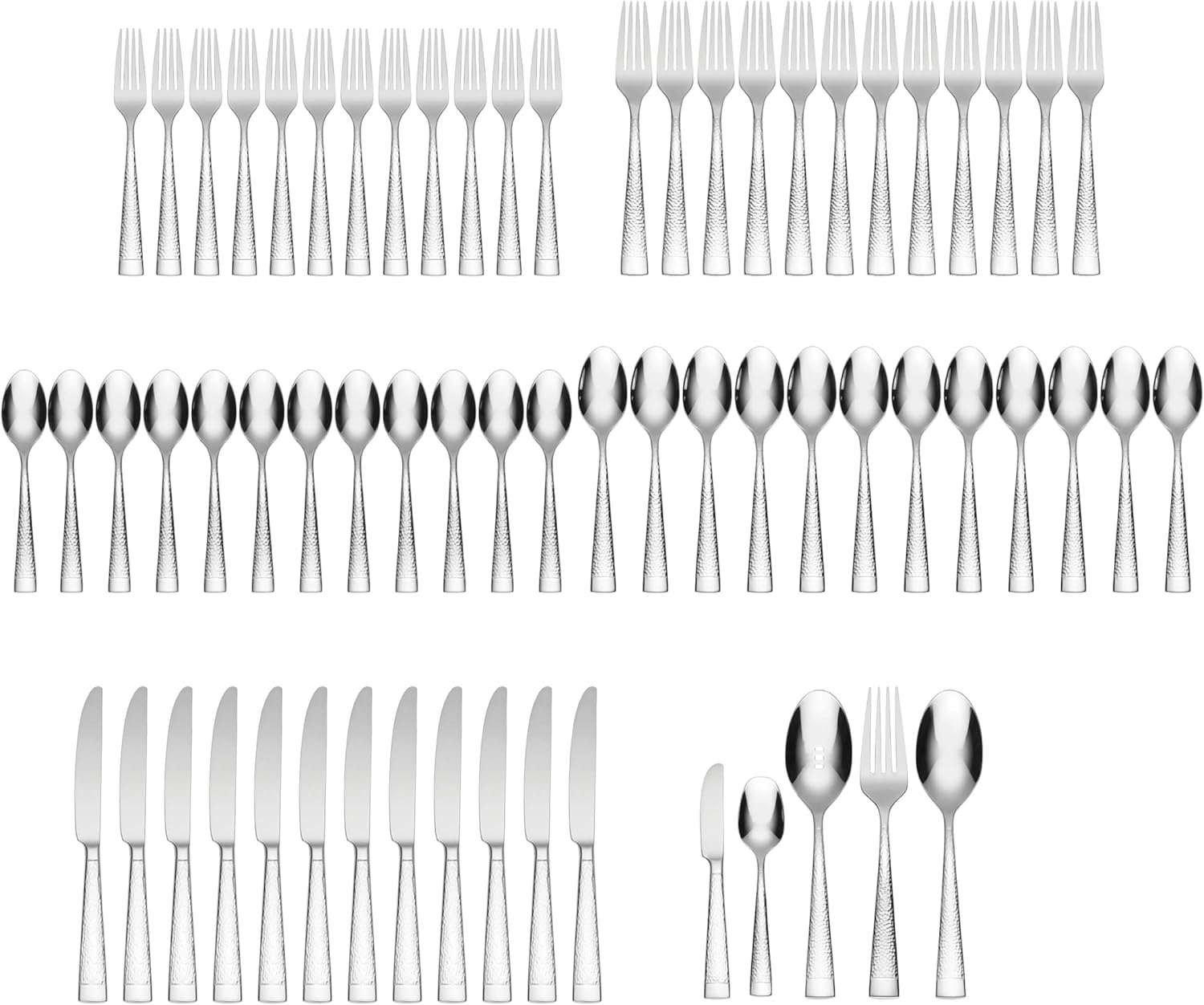 Oneida Silverware Set For 12, Sambre 65-Piece Fine Flatware Set with Serving Utensils, Service For 12, 18/10 Stainless Steel, Dishwasher Safe, Knives Spoons And Forks Sets, Dining (Silver, 65 Piece)