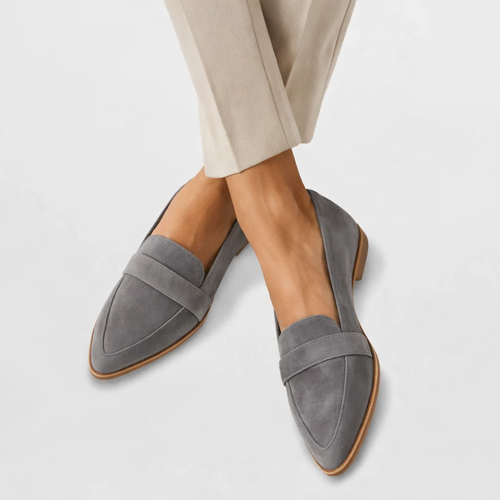Women��s Soft Suede Loafers Elegant Pointed Design