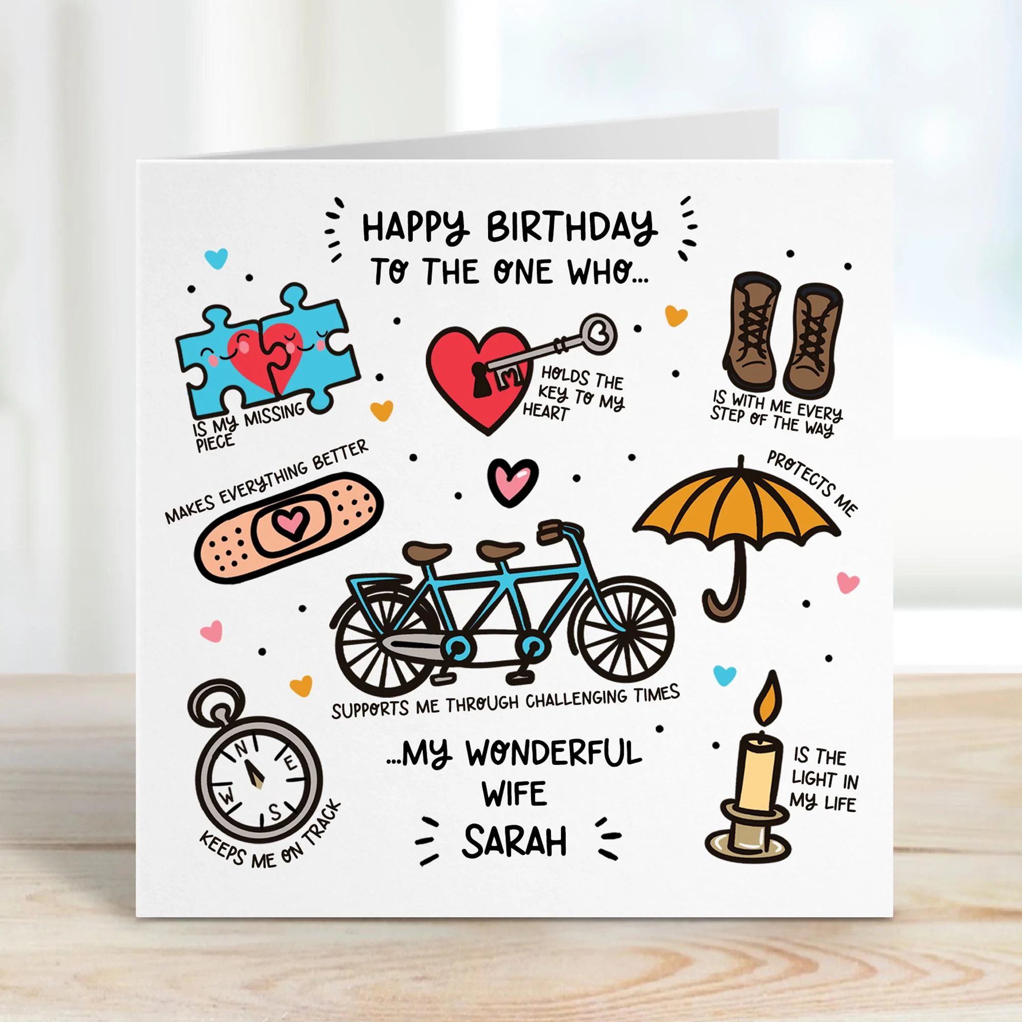 Wife Birthday Card a?�� Personalised Birthday Card For Supportive Wife a?�� Happy Birthday Wife a?�� You Complete Me Wife Card  a?��