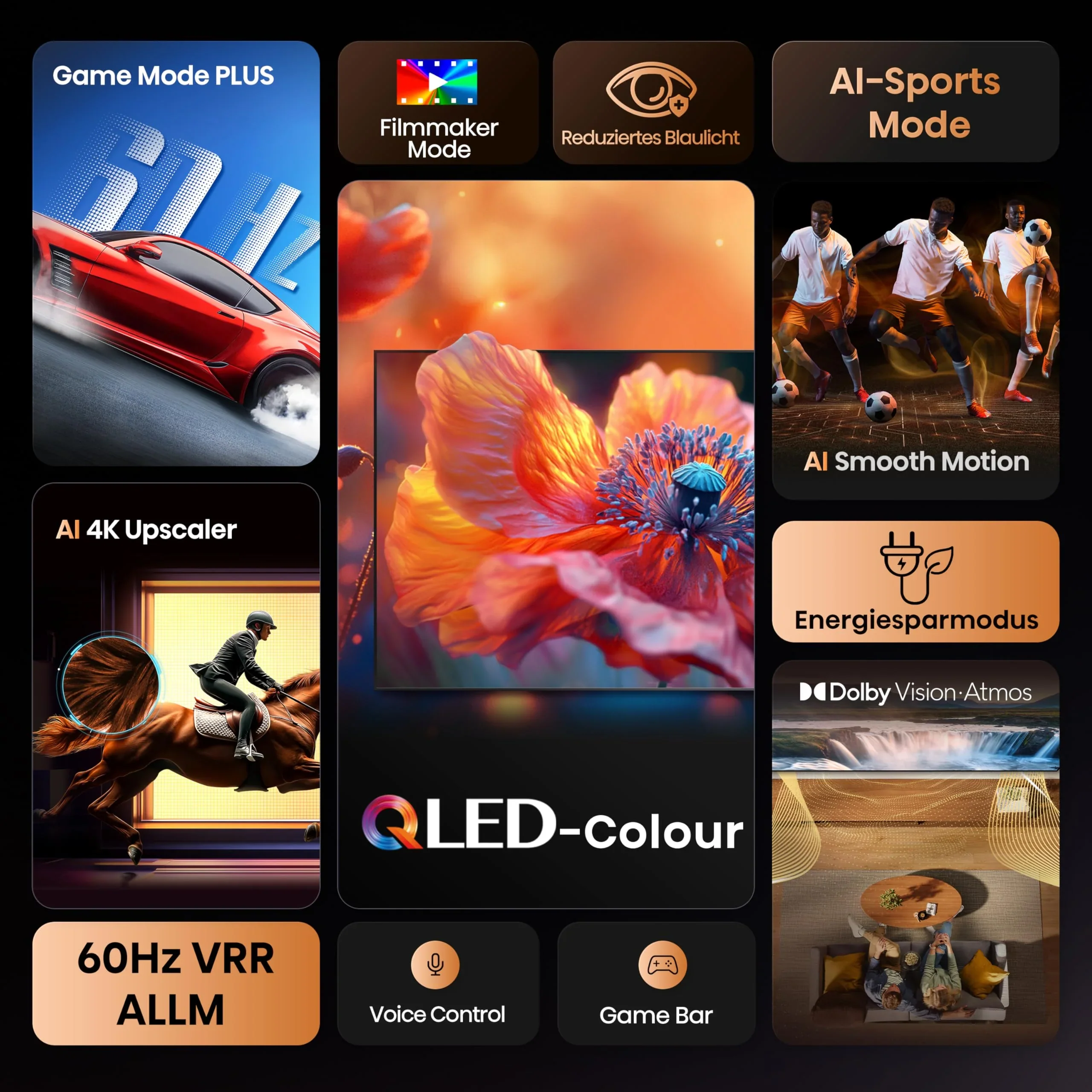Hisense 43E7Q Televisore, 43 pollici, 4K UHD QLED, Smart TV, Game Mode Plus, Filmmaker Mode, Dolby Vision Atmos, HDR10, HLG, HDR Immersive, AI 4K Upscaler, Dolby MS12, DTS X, Controllo vocale [2025]