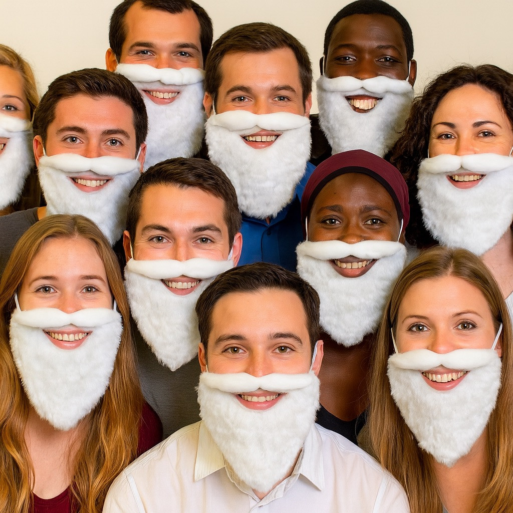 White Beard And Mustache White Deluxe 12 PACK SANTA  8