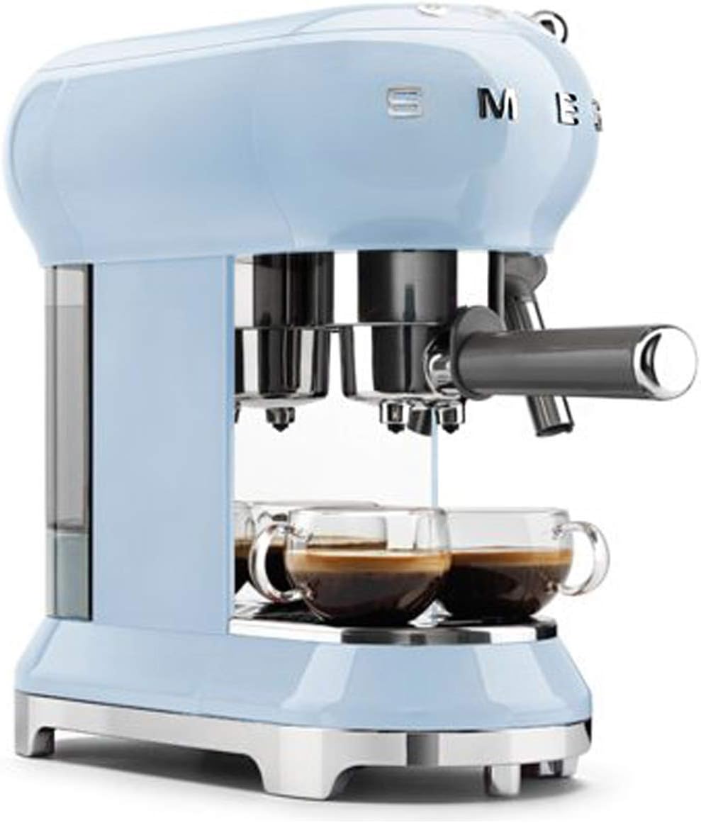 Smeg, ECF01PGEU Manual Espresso-Kaffeemaschine, Cappuccino -System, Thermoblock, groe Tassengehuse und Doppelkaffeefunktion, 1 l Wassertank, kompakte Abmessungen, 1350W, Pastellgrün