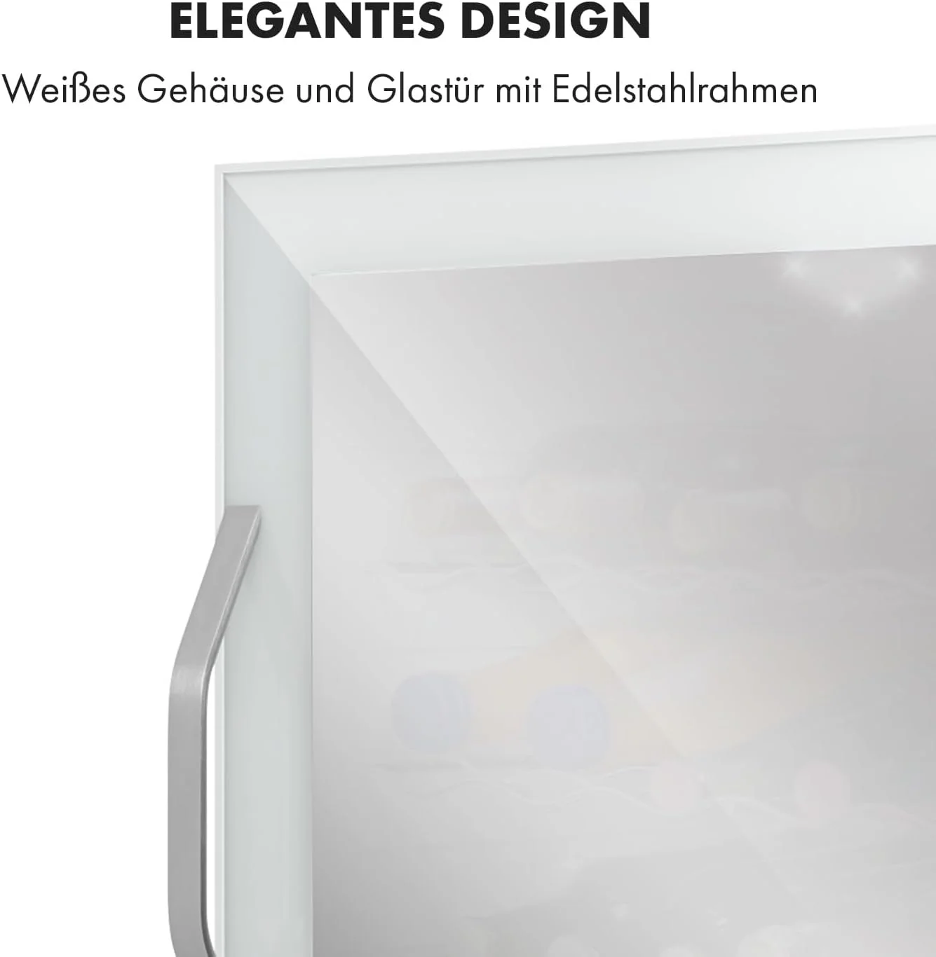 Klarstein Mini Koelkast met Glazen Deur voor Kamer, Drankenkoelkast met Verstelbare Planken, Klein 80 Liter, Indoor/Outdoor Koelkast Stil