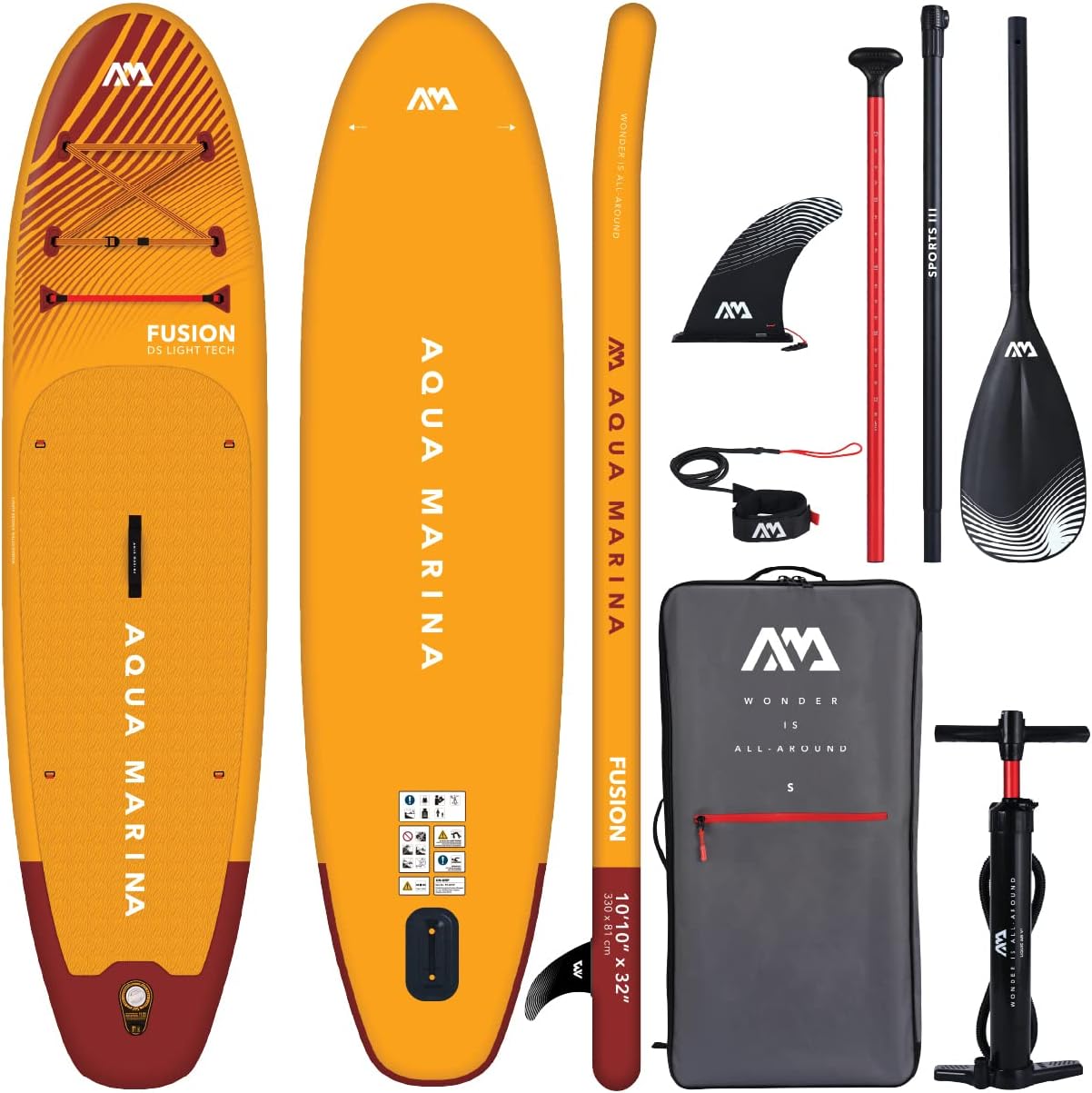 Aqua Marina Fusion - Tavola gonfiabile per stand up paddle (iSUP), lunghezza 330 cm