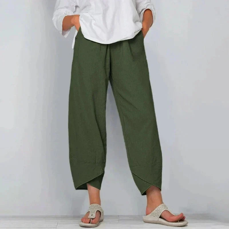 Women��s Wide Leg Cropped Pants Relaxed Fit Navy Style
