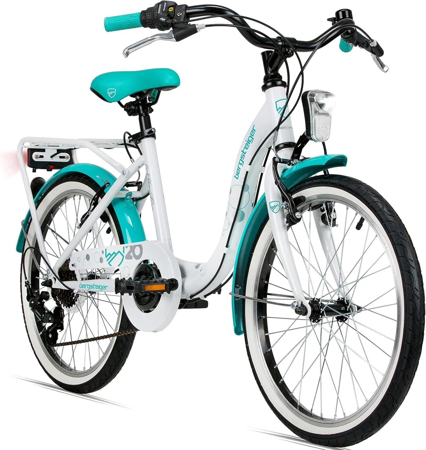 Bergsteiger Atlantis 20, 24 pollici, bicicletta per bambini, adatta per 6,7, 8, 9, 10, 11 anni, StVZO, cambio Shimano, bicicletta da ragazza con luce a dinamo