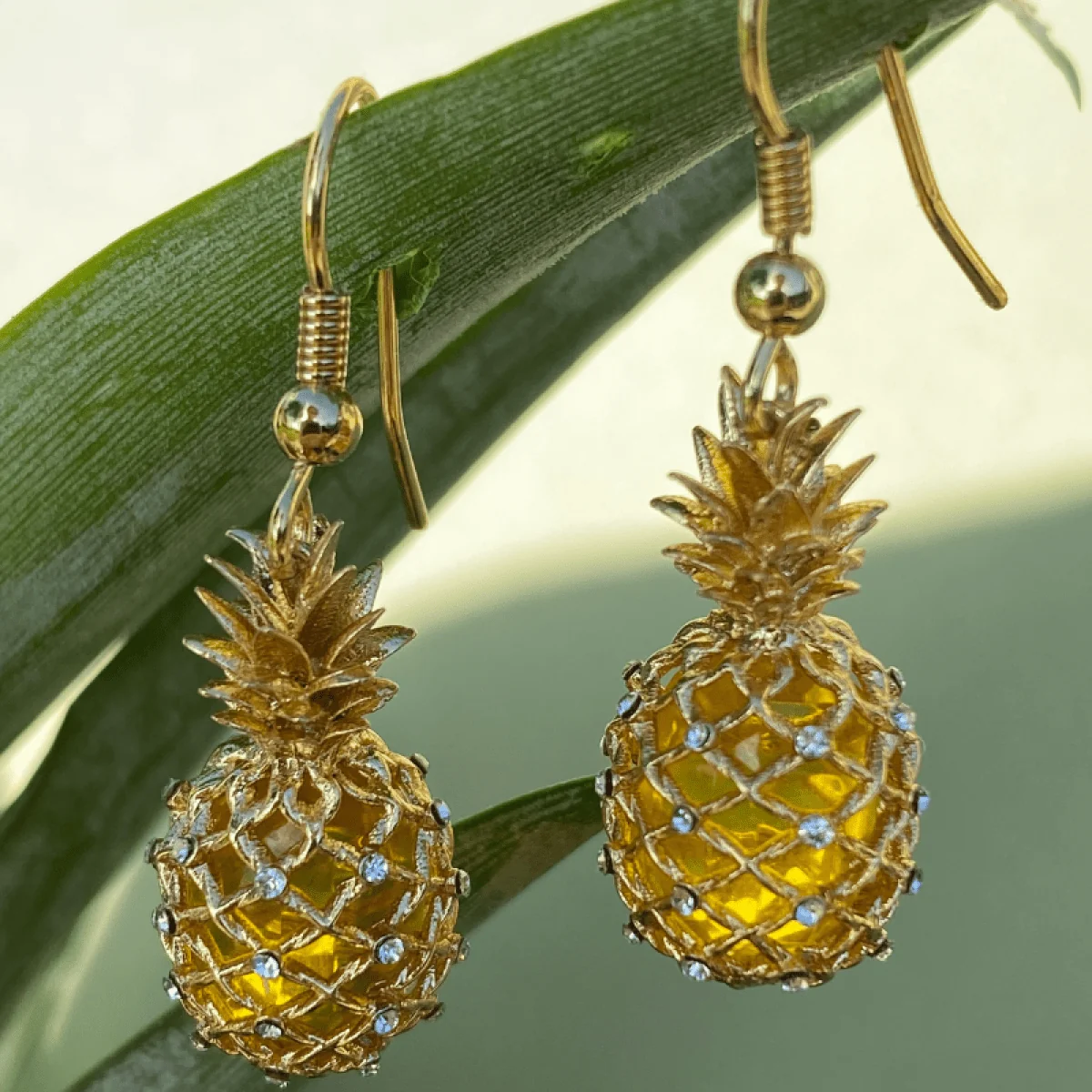 Pineapple Crystal Drop Earrings