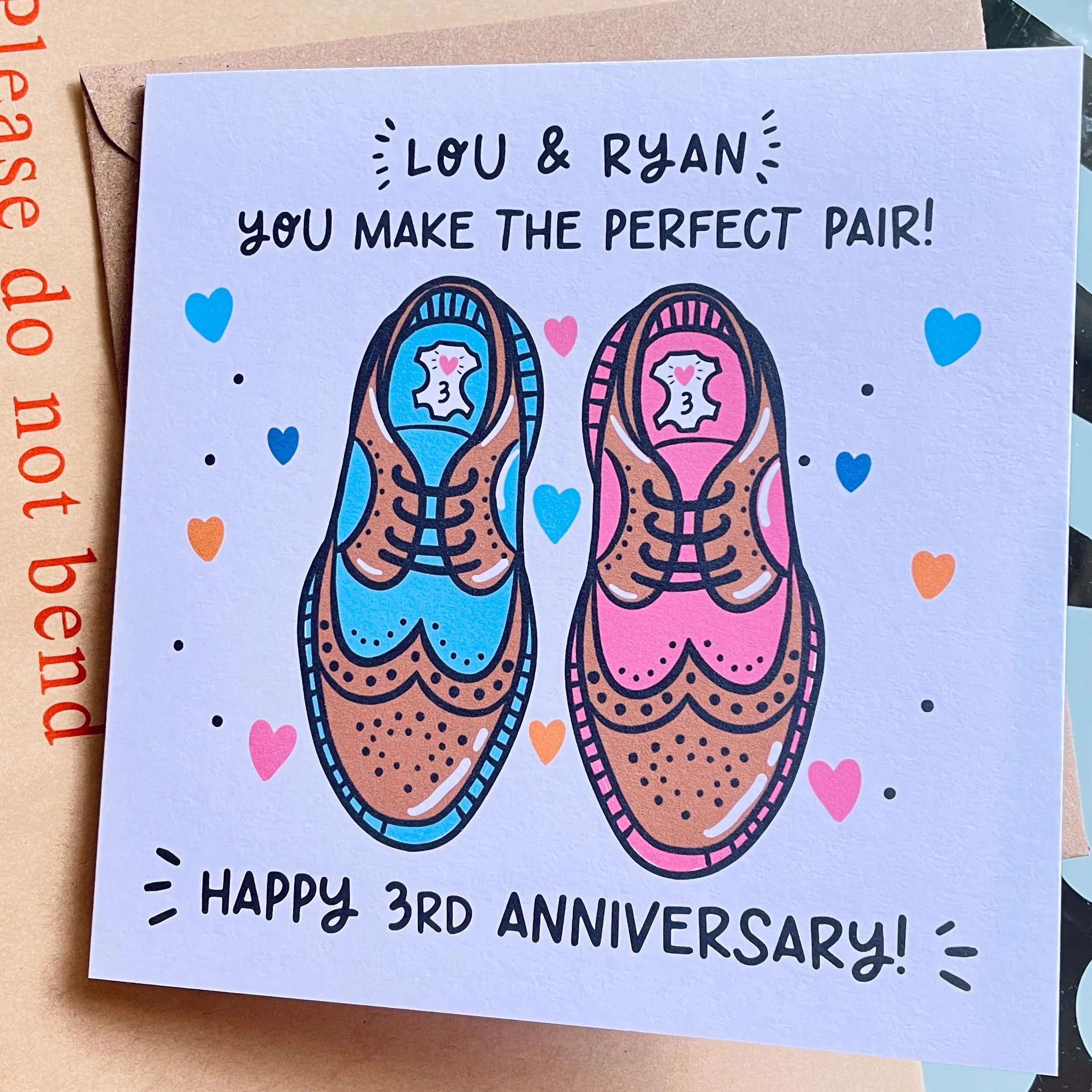 Personalised 3rd Anniversary Card: Leather Anniversary Shoes