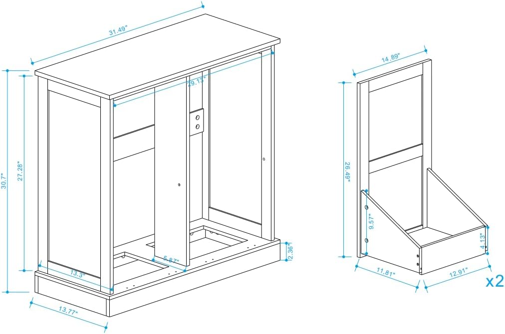 Tilt Out Laundry Sorter Cabinet with 2 Removable Liner Bags,Divided Laundry Hamper Cabinet with Semi-Circular Metal Handle and Barn Door for Space Saving (Style-01)
