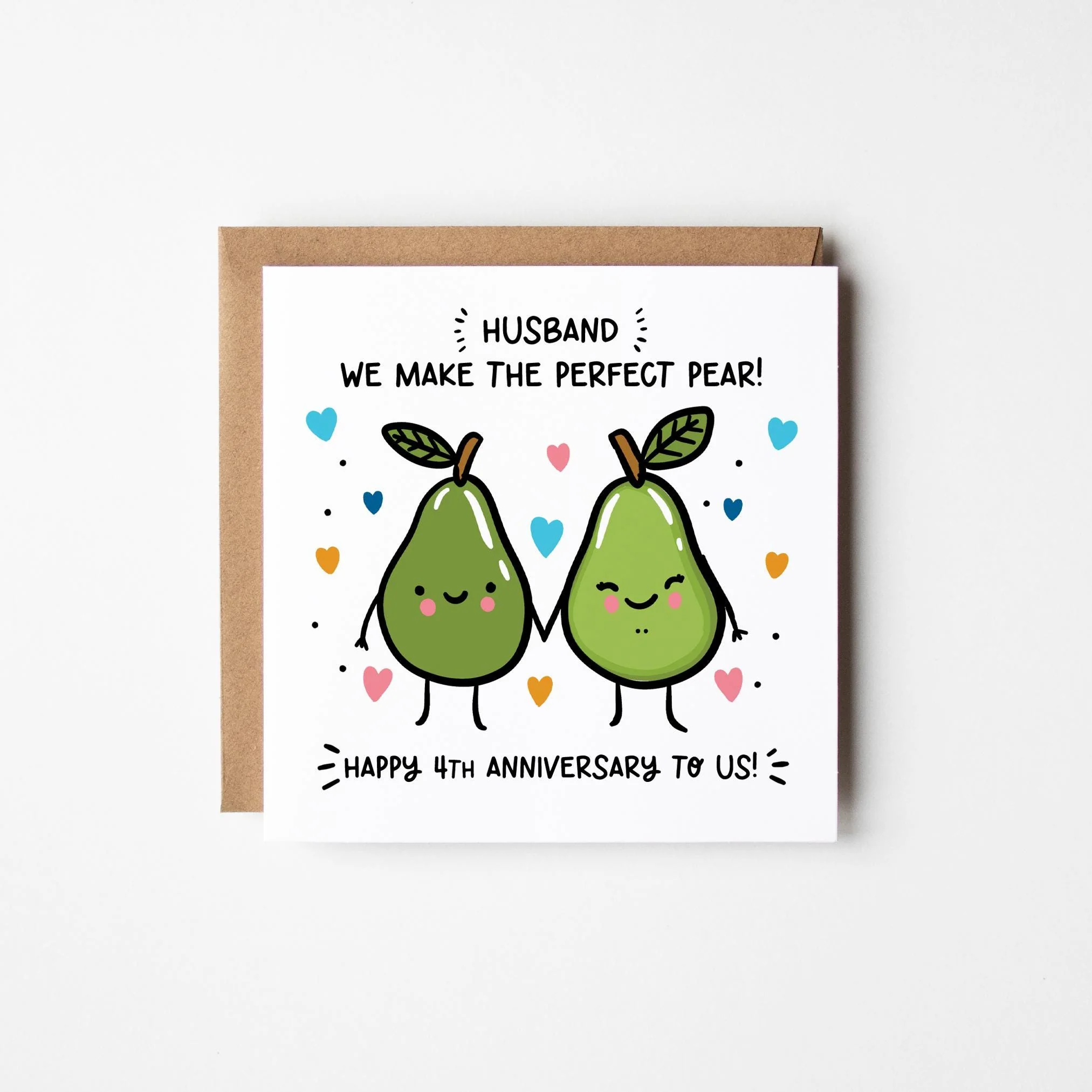 Husband 4th Anniversary Card ? Personalised Happy 4th Anniversary Card ? 4th Happy Anniversary Card For Him ? Fruit Anniversary