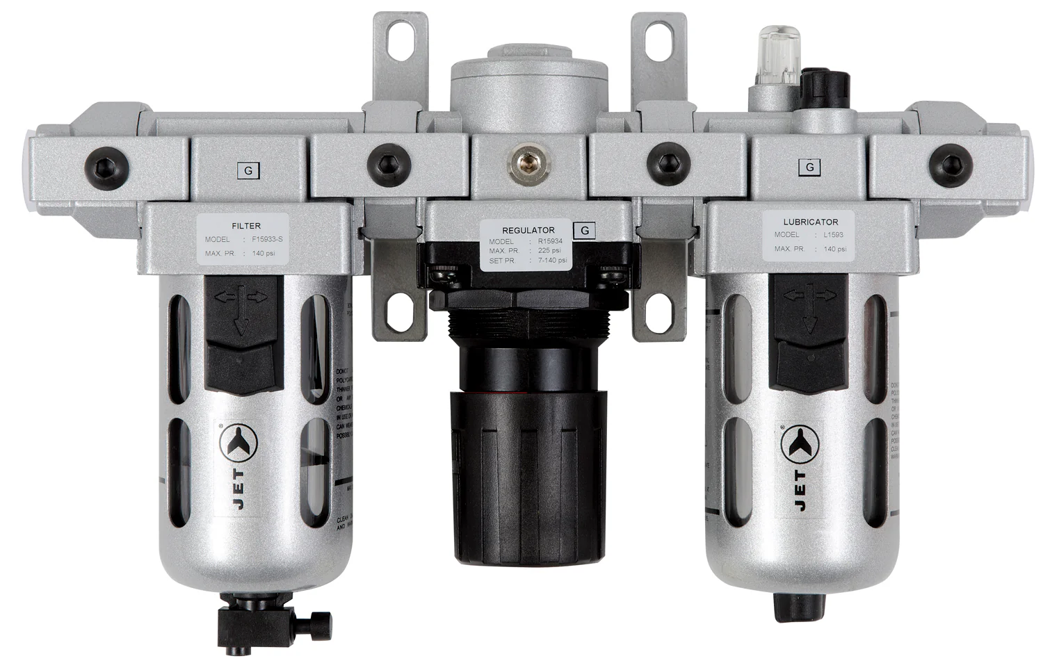 Jet AFRLMS12  ~  3 Piece Air Filter Regulator And Lubricator 1/2 Inch Npt Standard