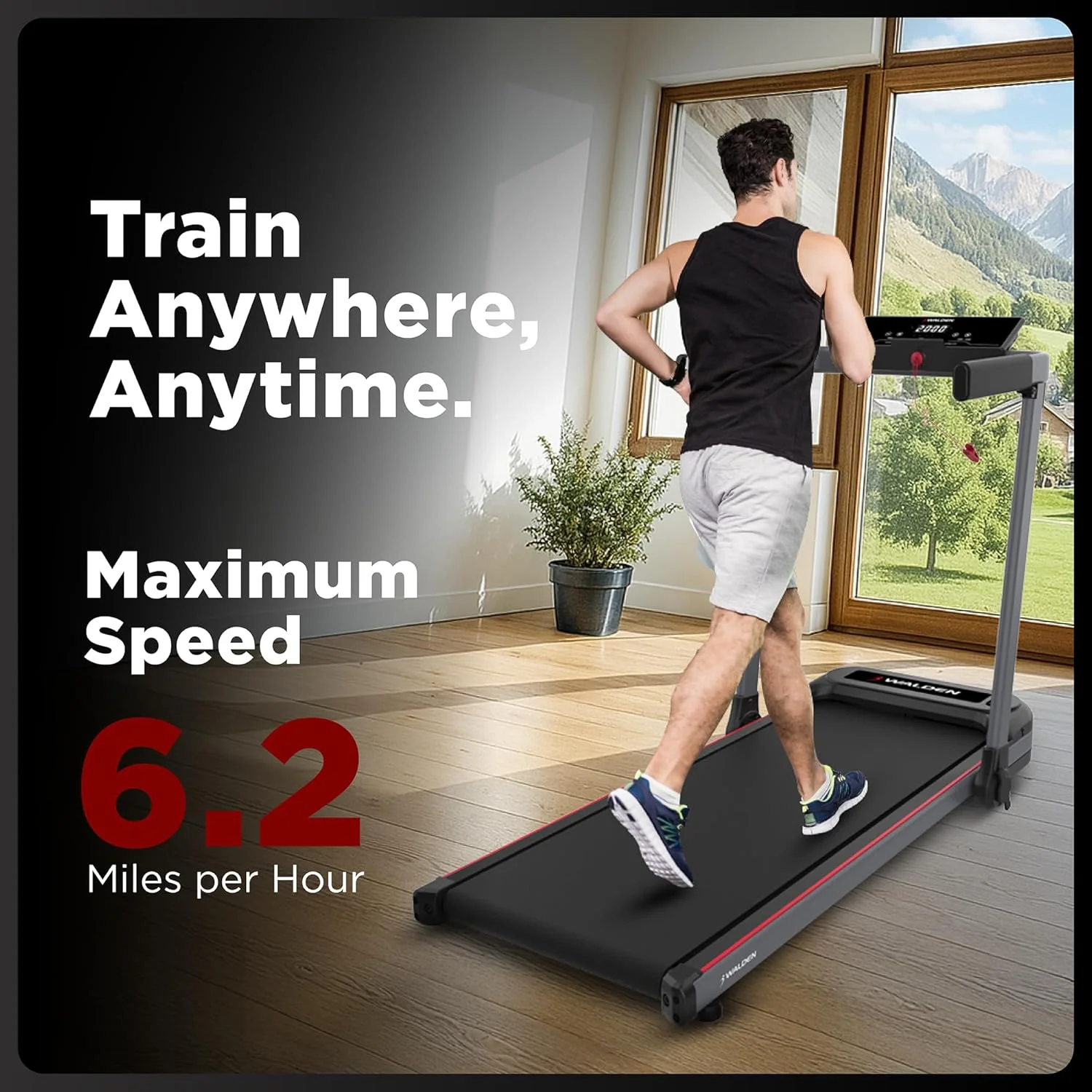 Walden Sports Folding Electric Treadmill with Handle Portable Running Machine LCD Screen