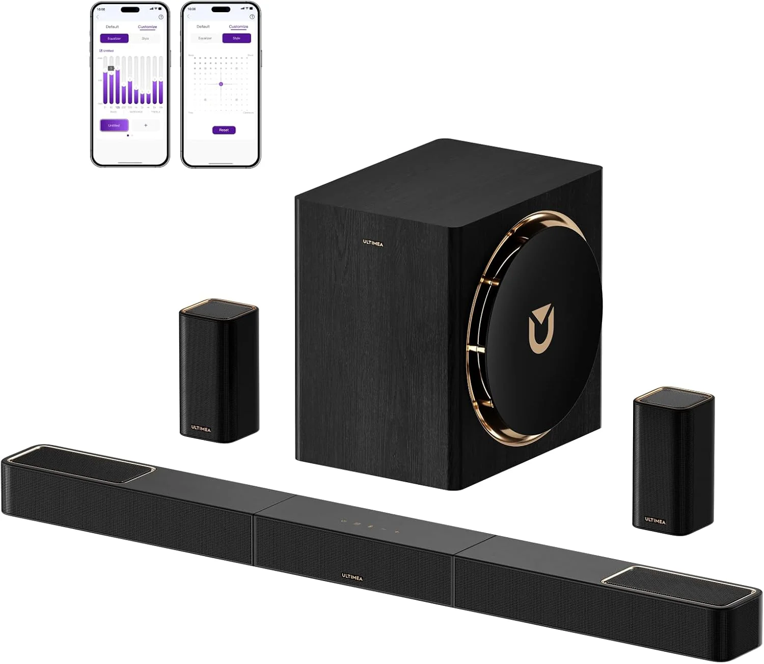 ULTIMEA 5.1.2ch Soundbar with Dolby Atmos, Up-Firing Upper Speakers, Wireless Subwoofer and 2 Rear, 460W, HDMI eARC, BT 5.4, Skywave F40 Boom Home Theater System