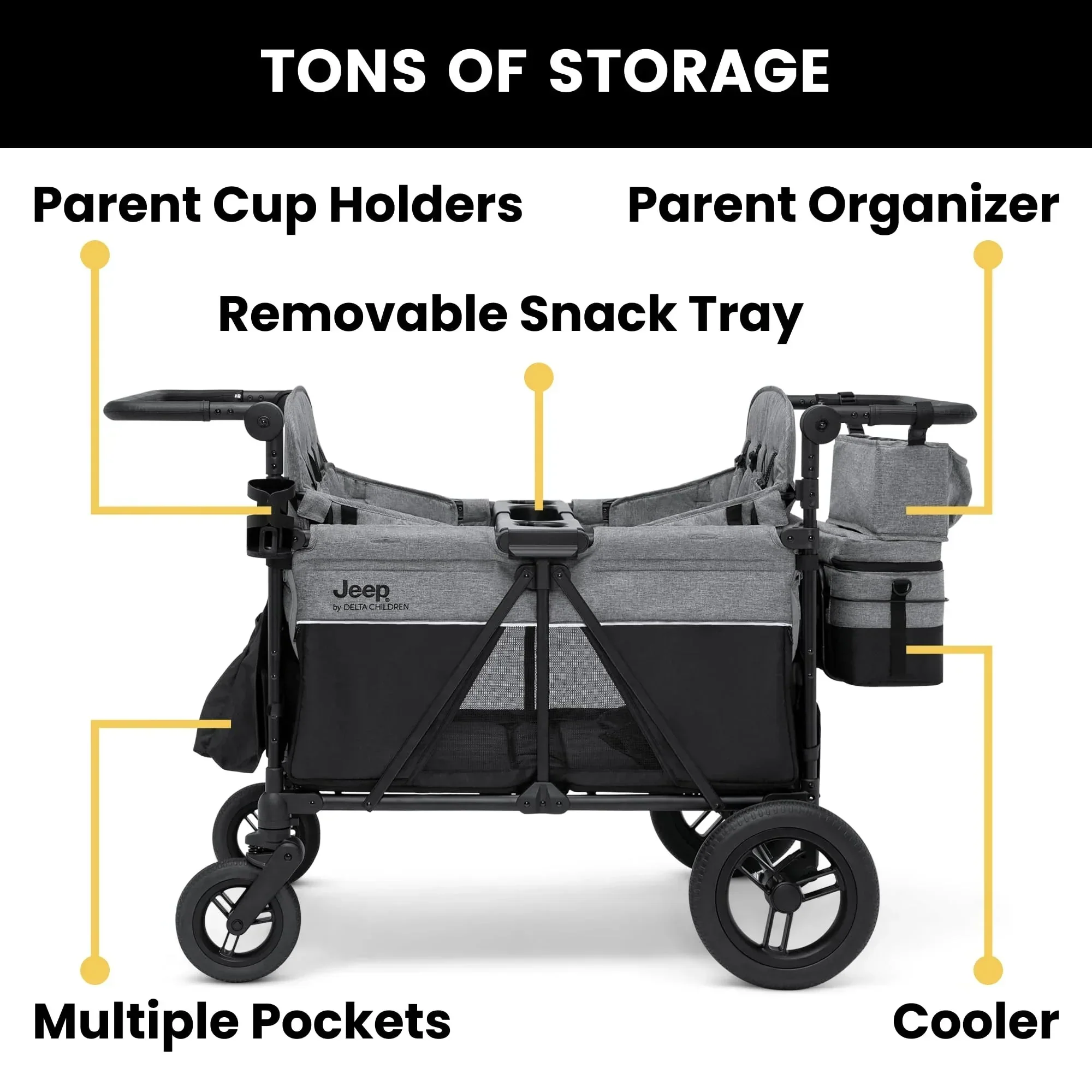 Delta Children's Jeep Wrangler Deluxe 4-Seater Stroller Wagon