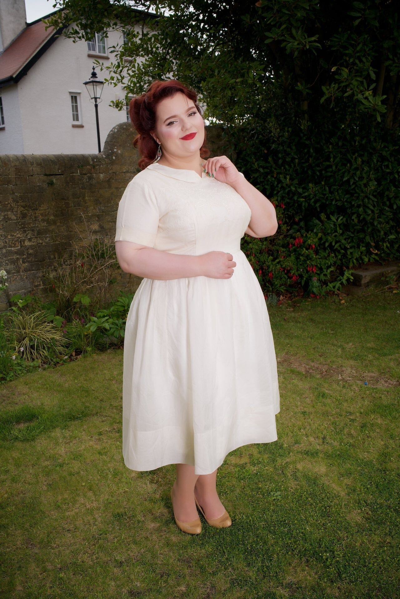 1950s Paquita's Organza Occasion Dress With Embroidery Detail