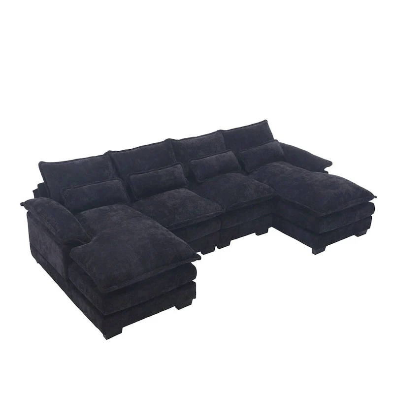 U-Shaped Chenille Sectional Sofa - Reversible Modular Seating